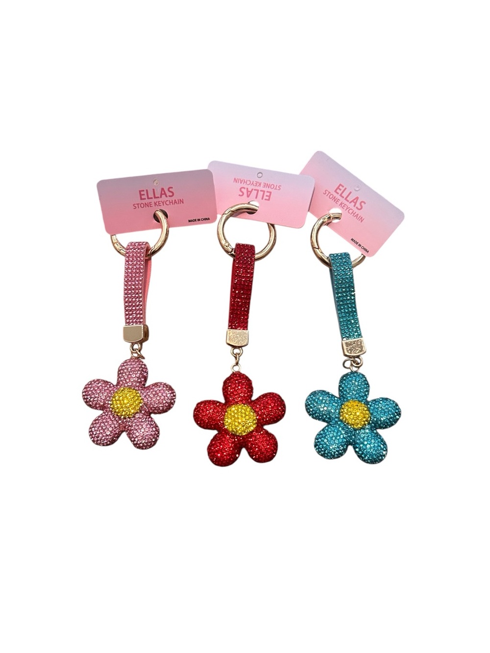 Sparkle Flower Keychain - Pink, Red, Blue